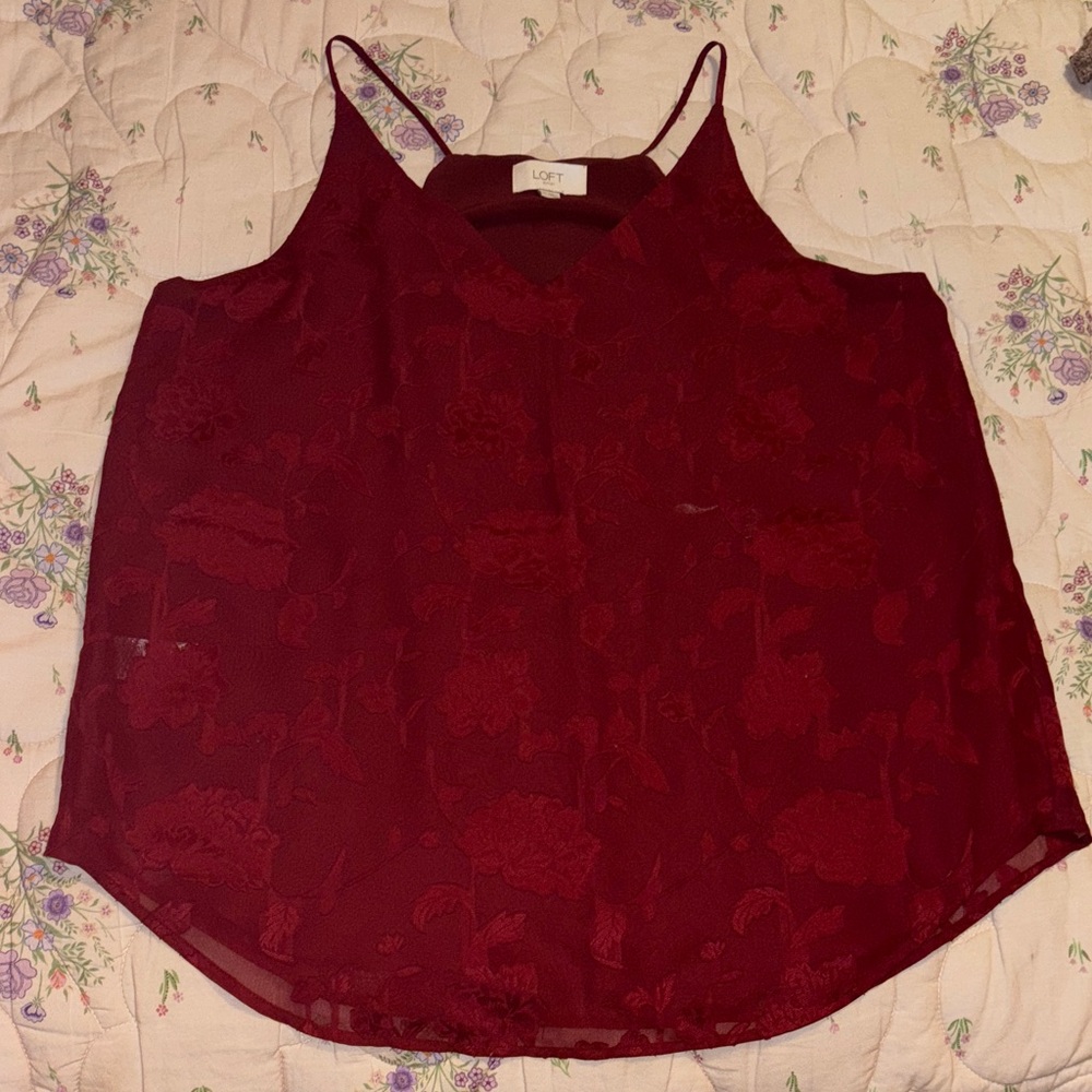 LOFT Maroon Sleeveless Relaxed Camisole